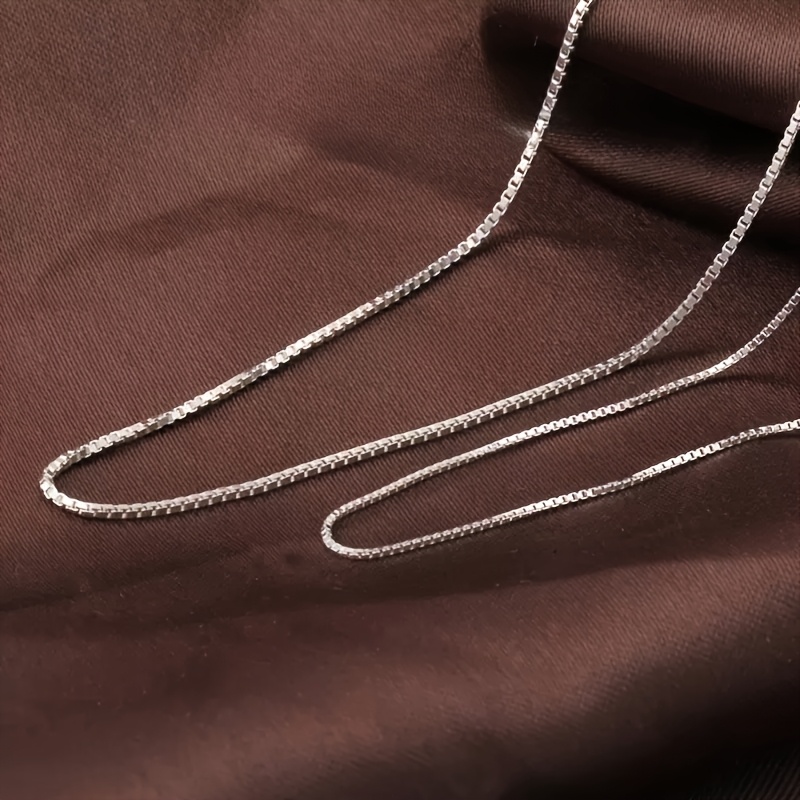 925 Silver Box Chain Necklace with Spring Hook Thin Durable and Versatile